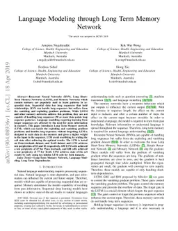Language Modeling through Long Term Memory Network