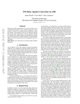 TTS Skins: Speaker Conversion via ASR