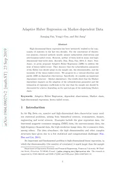 Adaptive Huber Regression on Markov-dependent Data