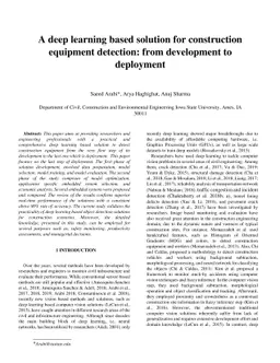 A deep learning based solution for construction equipment detection:
  from development to deployment