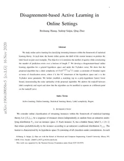 Disagreement-based Active Learning in Online Settings