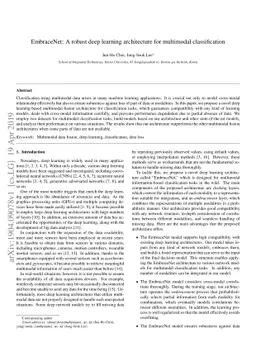 EmbraceNet: A robust deep learning architecture for multimodal
  classification