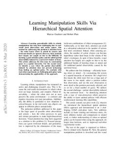 Learning Manipulation Skills Via Hierarchical Spatial Attention