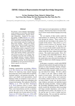 ERNIE: Enhanced Representation through Knowledge Integration