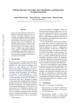 Unifying Question Answering, Text Classification, and Regression via
  Span Extraction