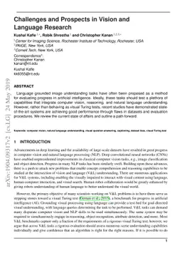 Challenges and Prospects in Vision and Language Research