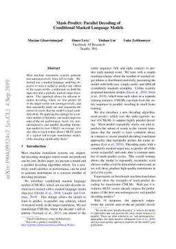 Mask-Predict: Parallel Decoding of Conditional Masked Language Models