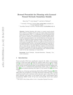 Reward Potentials for Planning with Learned Neural Network Transition
  Models