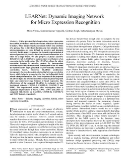 LEARNet Dynamic Imaging Network for Micro Expression Recognition