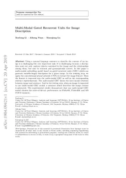 Multi-modal gated recurrent units for image description
