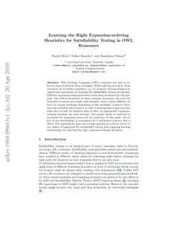 Learning the Right Expansion-ordering Heuristics for Satisfiability
  Testing in OWL Reasoners