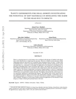 Safety experiments for small robots investigating the potential of soft
  materials in mitigating the harm to the head due to impacts