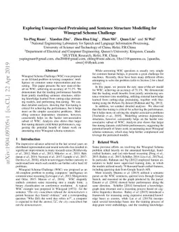 Exploring Unsupervised Pretraining and Sentence Structure Modelling for
  Winograd Schema Challenge