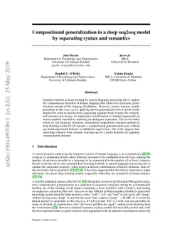 Compositional generalization in a deep seq2seq model by separating
  syntax and semantics