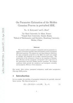 On Parameter Estimation of the Hidden Gaussian Process in perturbed SDE