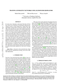 Training generative networks using random discriminators