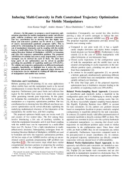 Inducing Multi-Convexity in Path Constrained Trajectory Optimization for
  Mobile Manipulators