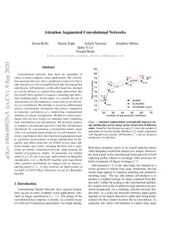 Attention Augmented Convolutional Networks