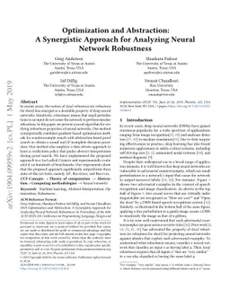 Optimization and Abstraction: A Synergistic Approach for Analyzing
  Neural Network Robustness