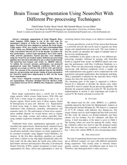 Brain Tissue Segmentation Using NeuroNet With Different Pre-processing
  Techniques