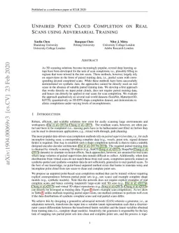 Unpaired Point Cloud Completion on Real Scans using Adversarial Training