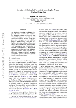 Structured Minimally Supervised Learning for Neural Relation Extraction