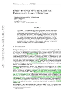 Robust Subspace Recovery Layer for Unsupervised Anomaly Detection