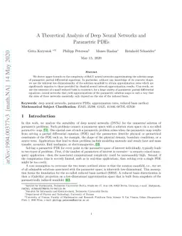 A Theoretical Analysis of Deep Neural Networks and Parametric PDEs