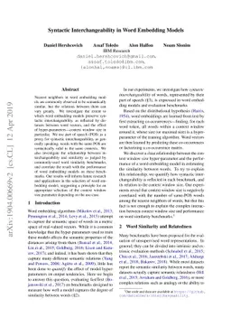 Syntactic Interchangeability in Word Embedding Models