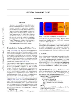 GAN You Do the GAN GAN?