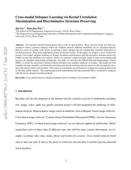 Cross-modal Subspace Learning via Kernel Correlation Maximization and
  Discriminative Structure Preserving