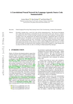 A Convolutional Neural Network for Language-Agnostic Source Code
  Summarization