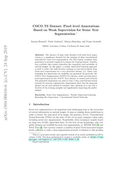 COCO_TS Dataset: Pixel-level Annotations Based on Weak Supervision for
  Scene Text Segmentation