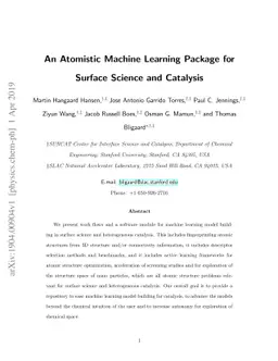 An Atomistic Machine Learning Package for Surface Science and Catalysis