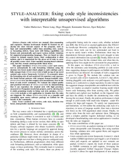 STYLE-ANALYZER: fixing code style inconsistencies with interpretable
  unsupervised algorithms