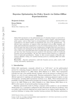 Bayesian Optimization for Policy Search via Online-Offline
  Experimentation