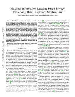 Maximal Information Leakage based Privacy Preserving Data Disclosure
  Mechanisms