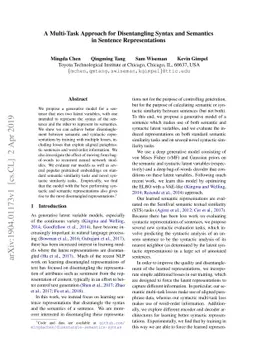 A Multi-Task Approach for Disentangling Syntax and Semantics in Sentence
  Representations