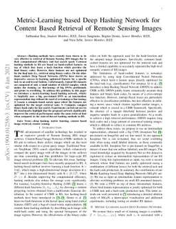 Metric-Learning based Deep Hashing Network for Content Based Retrieval
  of Remote Sensing Images