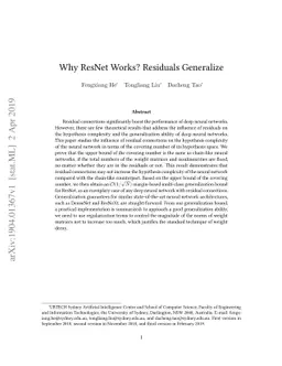 Why ResNet Works? Residuals Generalize
