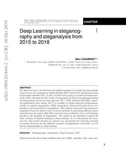 Deep Learning in steganography and steganalysis from 2015 to 2018