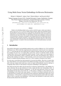 Using Multi-Sense Vector Embeddings for Reverse Dictionaries