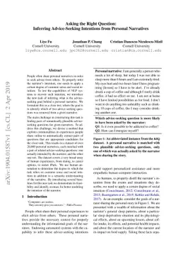 Asking the Right Question: Inferring Advice-Seeking Intentions from
  Personal Narratives