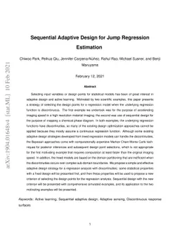 Sequential Adaptive Design for Jump Regression Estimation
