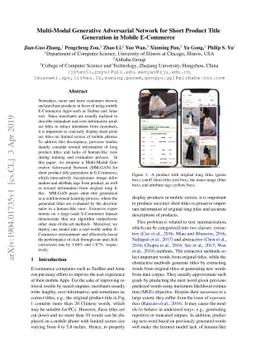 Multi-Modal Generative Adversarial Network for Short Product Title
  Generation in Mobile E-Commerce