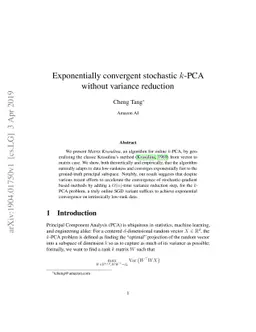 Exponentially convergent stochastic k-PCA without variance reduction