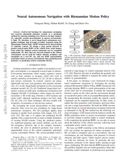 Neural Autonomous Navigation with Riemannian Motion Policy