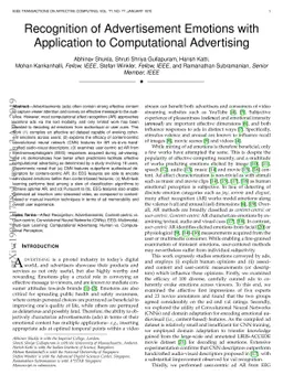 Recognition of Advertisement Emotions with Application to Computational
  Advertising