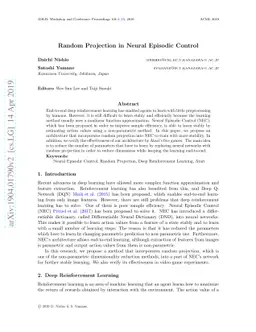Random Projection in Neural Episodic Control