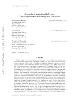 Generalized Variational Inference: Three arguments for deriving new
  Posteriors